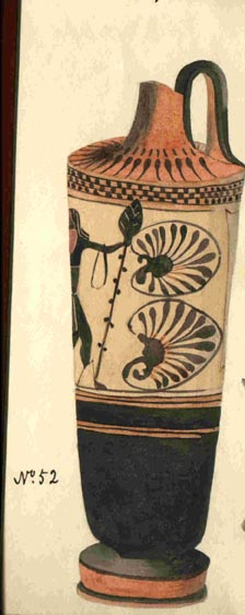 (52) lekythos, satyr design